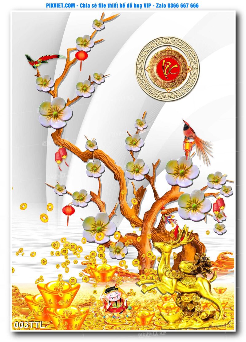 File PSD vector tranh tài lộc mẫu số 003TTL