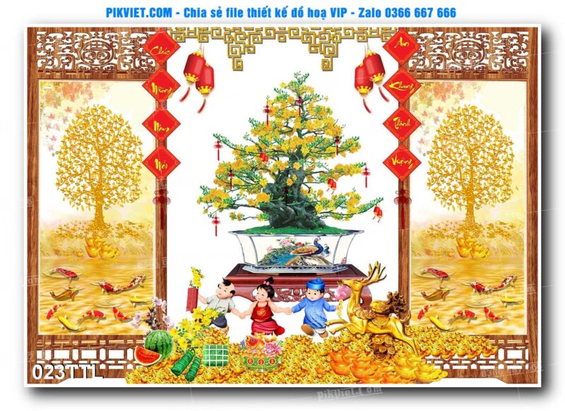 File PSD vector tranh tài lộc mẫu số 023TTL