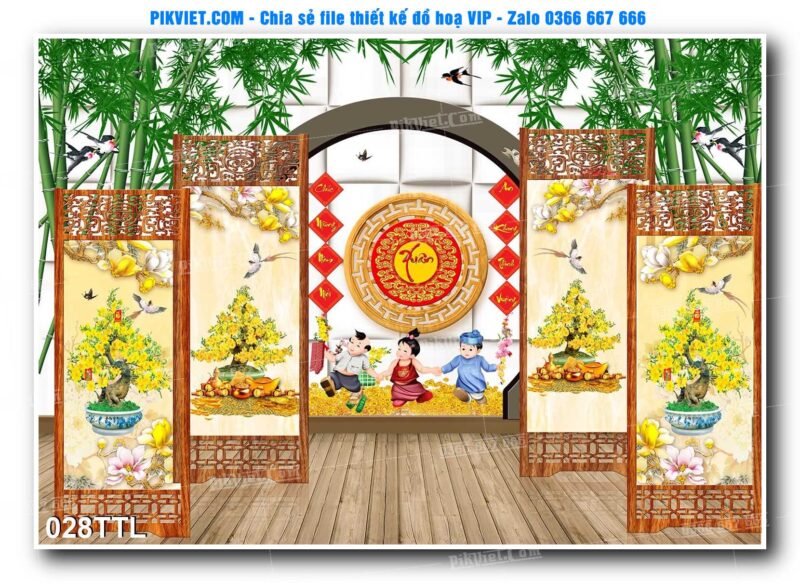 File PSD vector tranh tài lộc mẫu số 028TTL