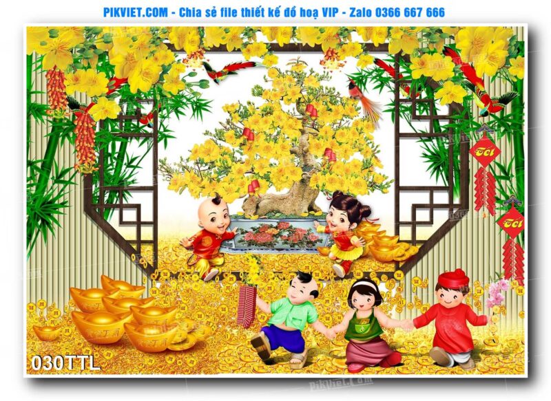 File PSD vector tranh tài lộc mẫu số 030TTL