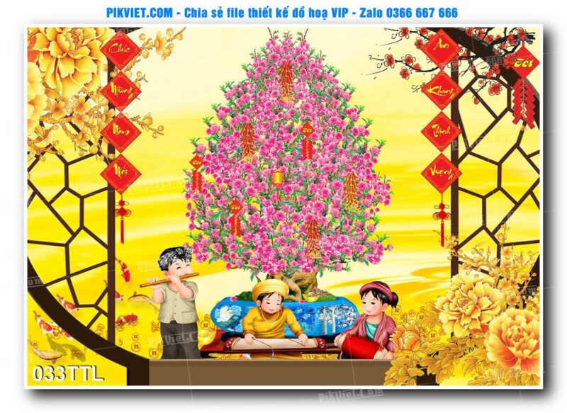 File PSD vector tranh tài lộc mẫu số 033TTL