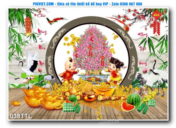 File PSD vector tranh tài lộc mẫu số 038TTL