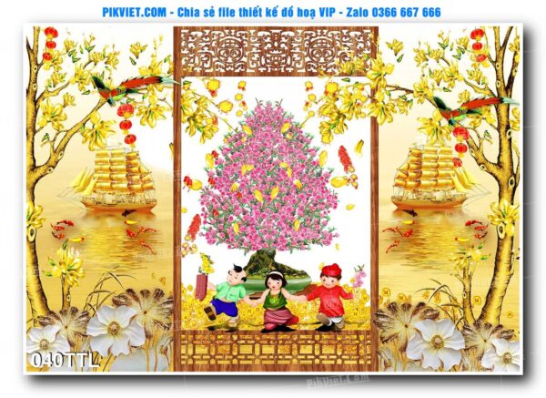 File PSD vector tranh tài lộc mẫu số 040TTL
