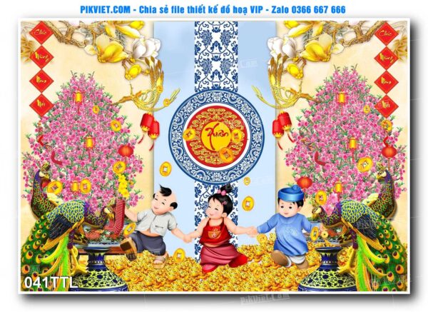 File PSD vector tranh tài lộc mẫu số 041TTL