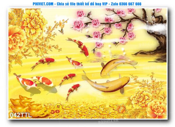File PSD vector tranh tài lộc mẫu số 042TTL