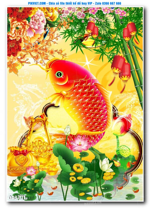 File PSD vector tranh tài lộc mẫu số 043TTL