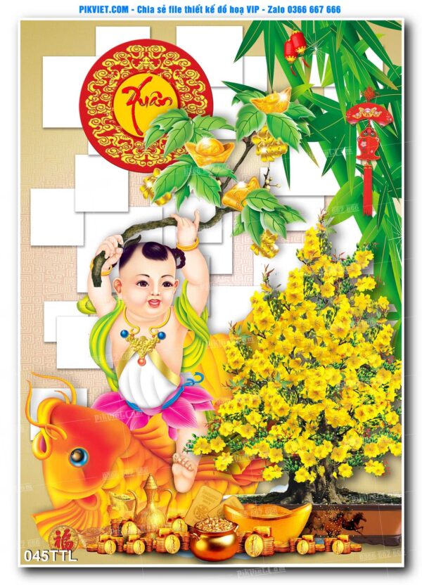 File PSD vector tranh tài lộc mẫu số 045TTL