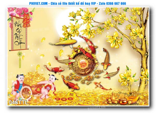 File PSD vector tranh tài lộc mẫu số 046TTL