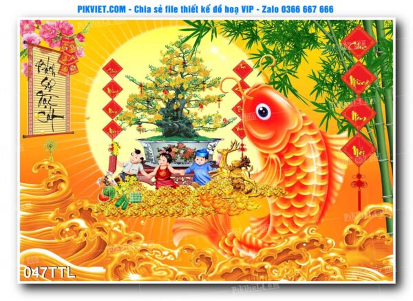 File PSD vector tranh tài lộc mẫu số 047TTL