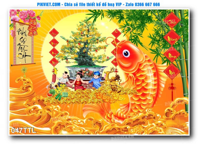 File PSD vector tranh tài lộc mẫu số 047TTL