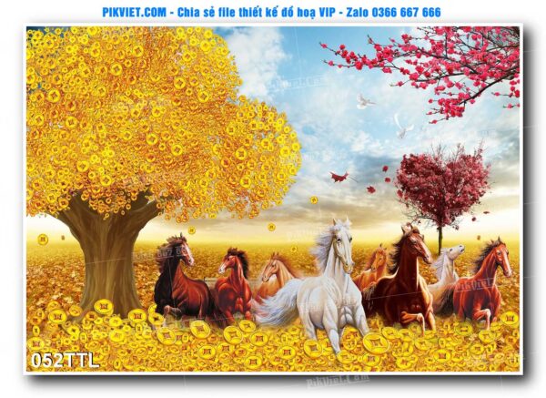 File PSD vector tranh tài lộc mẫu số 052TTL