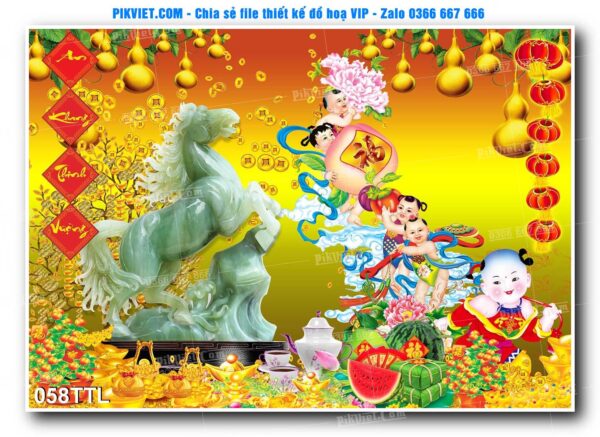 File PSD vector tranh tài lộc mẫu số 058TTL