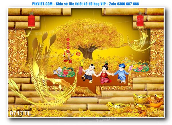 File PSD vector tranh tài lộc mẫu số 071TTL
