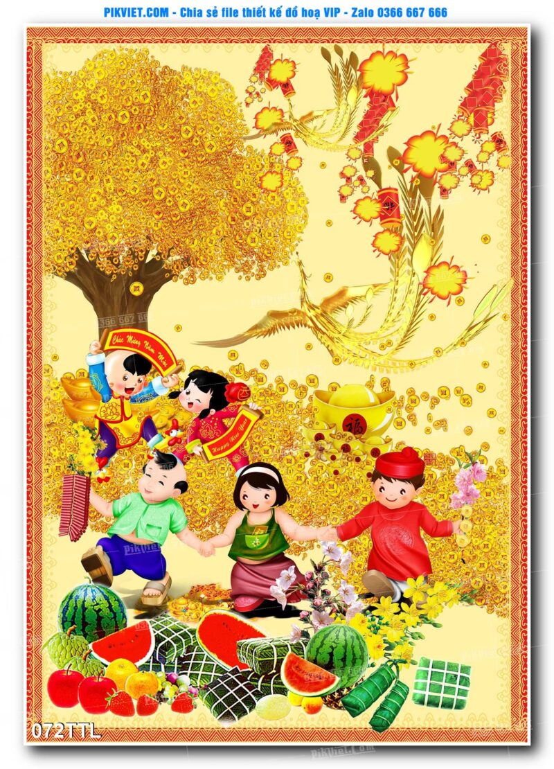 File PSD vector tranh tài lộc mẫu số 072TTL