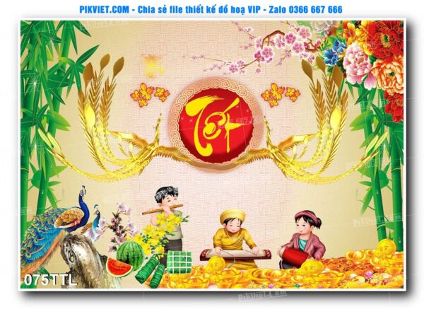 File PSD vector tranh tài lộc mẫu số 075TTL