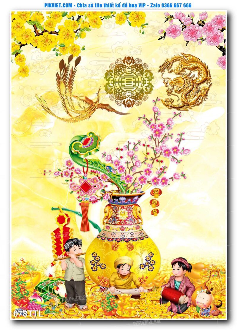 File PSD vector tranh tài lộc mẫu số 078TTL