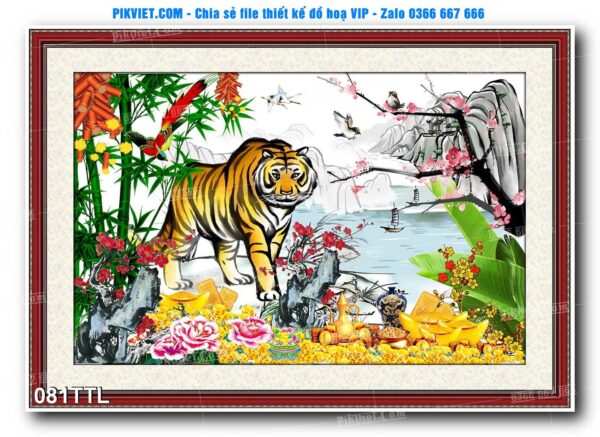 File PSD vector tranh tài lộc mẫu số 081TTL