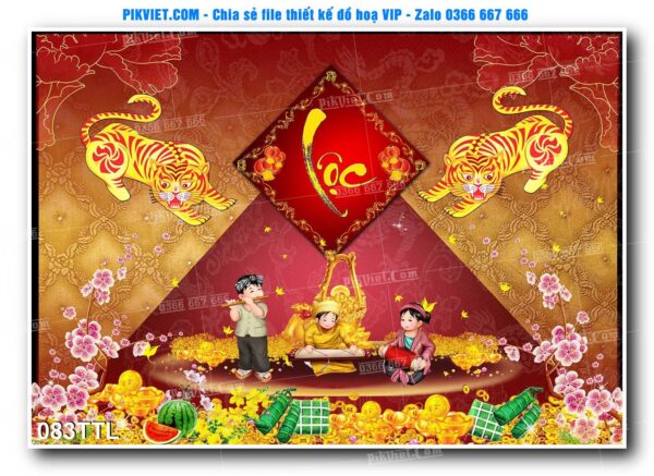 File PSD vector tranh tài lộc mẫu số 083TTL