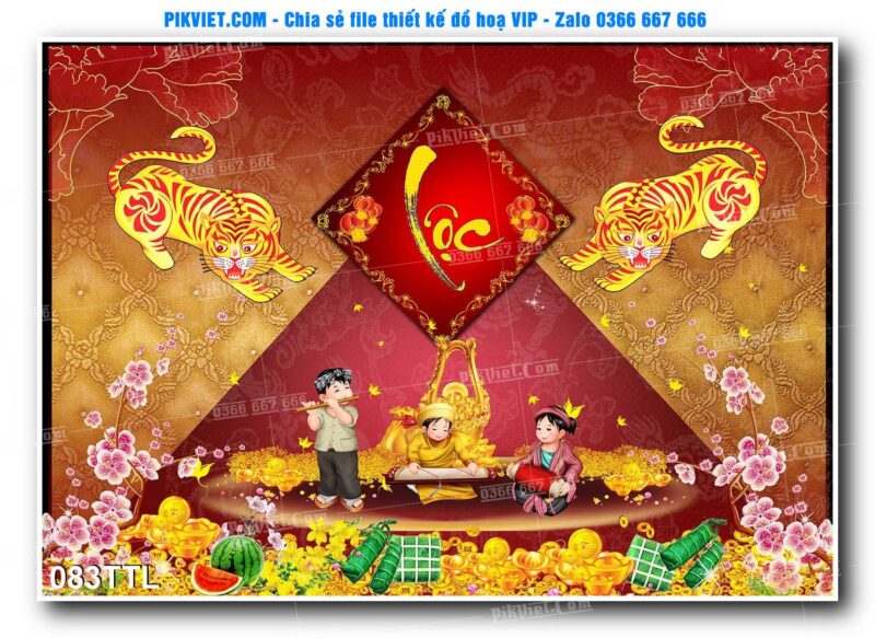 File PSD vector tranh tài lộc mẫu số 083TTL
