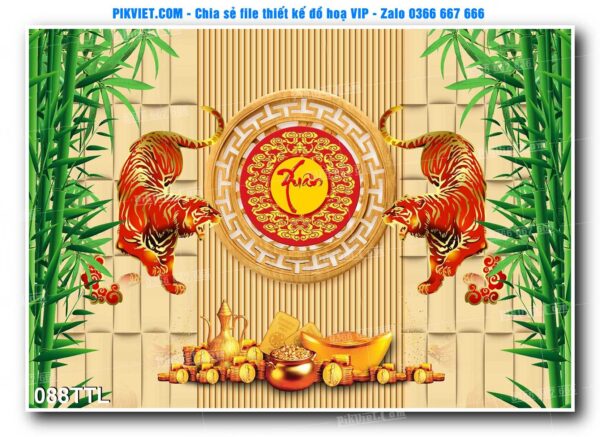 File PSD vector tranh tài lộc mẫu số 088TTL