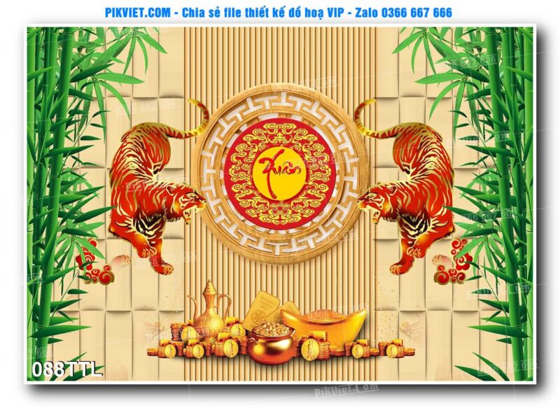 File PSD vector tranh tài lộc mẫu số 088TTL