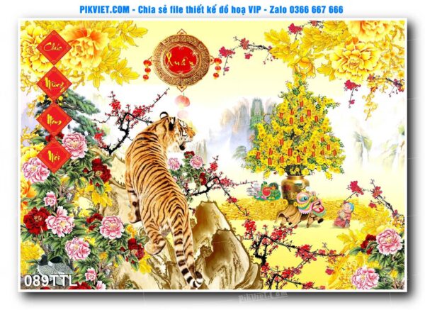 File PSD vector tranh tài lộc mẫu số 089TTL