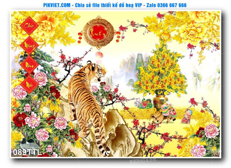 File PSD vector tranh tài lộc mẫu số 089TTL