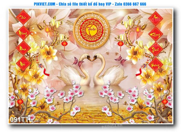 File PSD vector tranh tài lộc mẫu số 091TTL