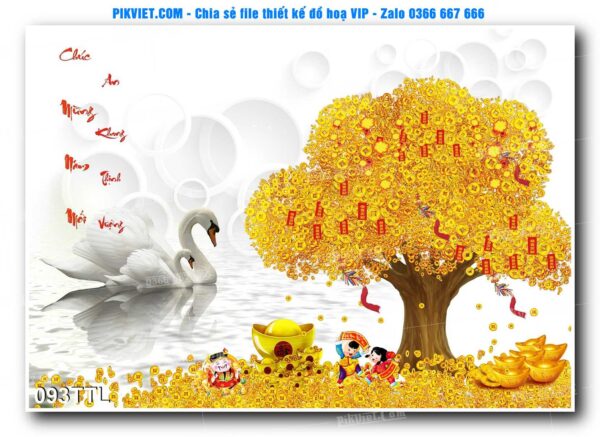 File PSD vector tranh tài lộc mẫu số 093TTL