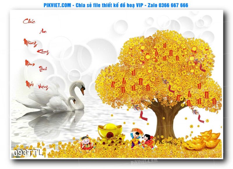 File PSD vector tranh tài lộc mẫu số 093TTL