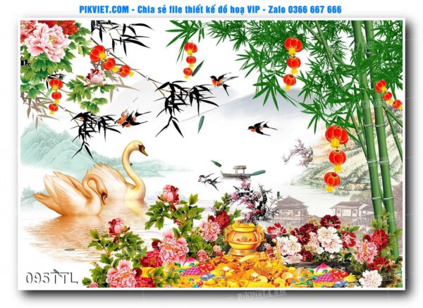 File PSD vector tranh tài lộc mẫu số 095TTL