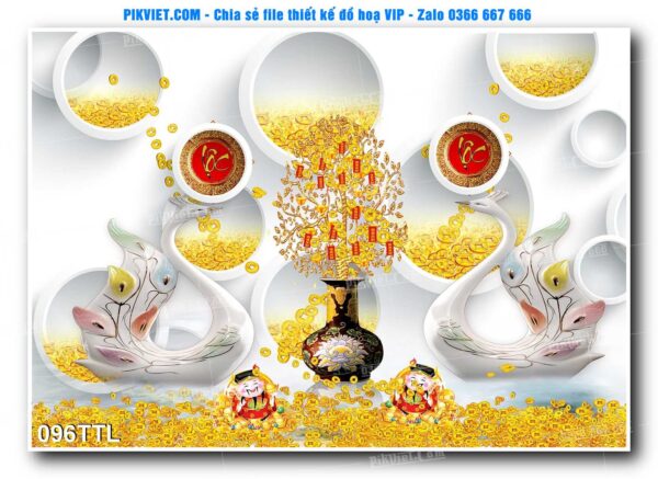 File PSD vector tranh tài lộc mẫu số 096TTL