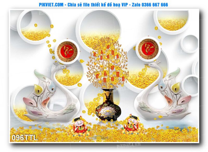 File PSD vector tranh tài lộc mẫu số 096TTL