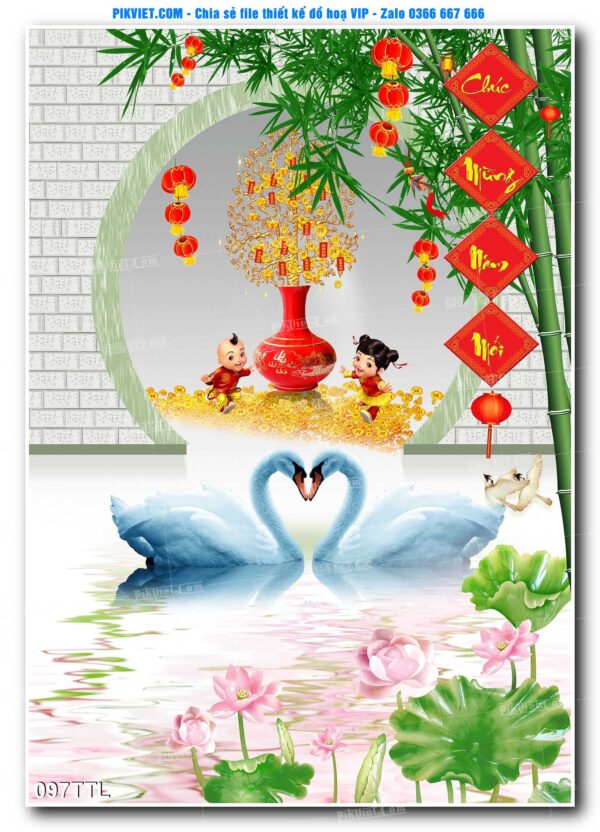 File PSD vector tranh tài lộc mẫu số 097TTL