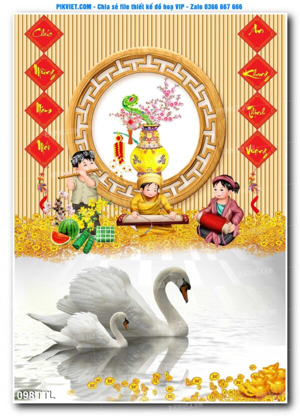 File PSD vector tranh tài lộc mẫu số 098TTL