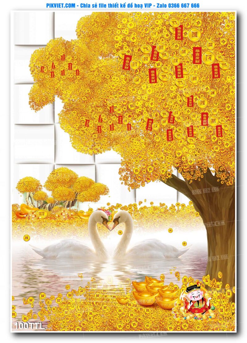 File PSD vector tranh tài lộc mẫu số 100TTL