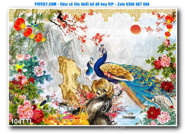File PSD vector tranh tài lộc mẫu số 104TTL