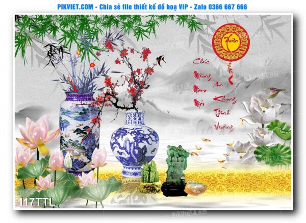 File PSD vector tranh tài lộc mẫu số 117TTL