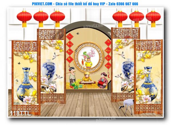 File PSD vector tranh tài lộc mẫu số 118TTL