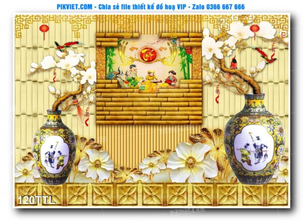 File PSD vector tranh tài lộc mẫu số 120TTL