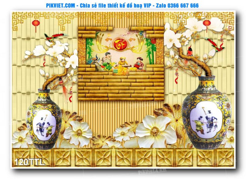 File PSD vector tranh tài lộc mẫu số 120TTL