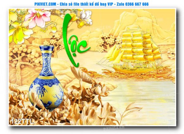 File PSD vector tranh tài lộc mẫu số 122TTL