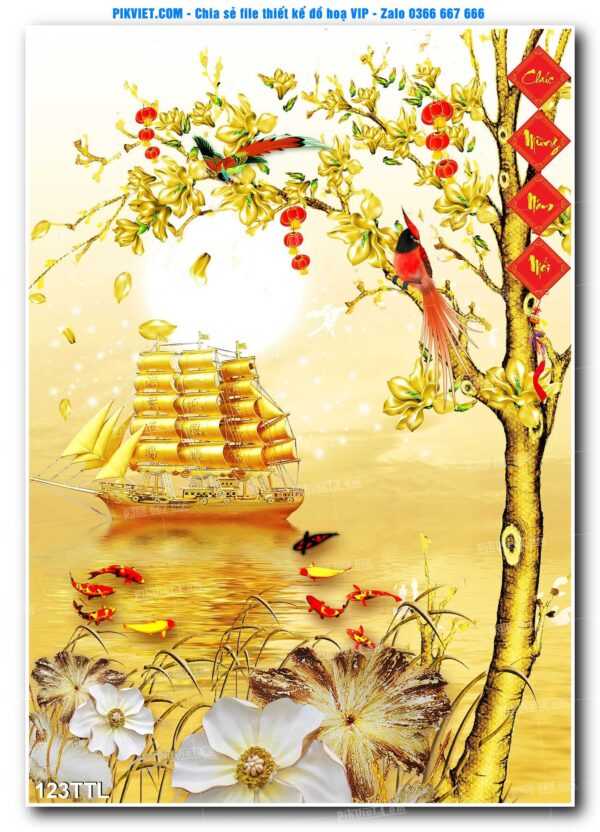File PSD vector tranh tài lộc mẫu số 123TTL