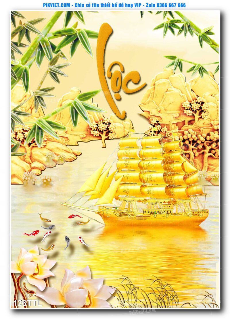 File PSD vector tranh tài lộc mẫu số 126TTL