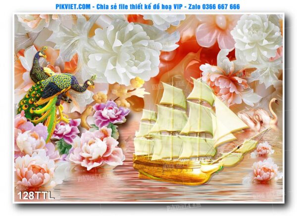 File PSD vector tranh tài lộc mẫu số 128TTL