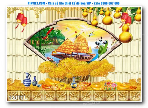 File PSD vector tranh tài lộc mẫu số 130TTL