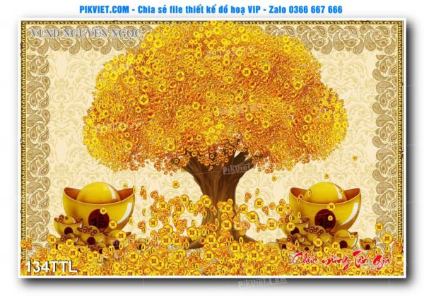 File PSD vector tranh tài lộc mẫu số 134TTL