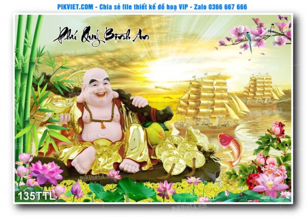 File PSD vector tranh tài lộc mẫu số 135TTL