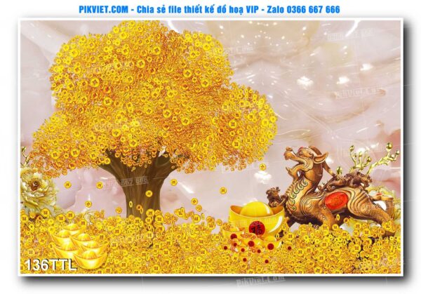 File PSD vector tranh tài lộc mẫu số 136TTL