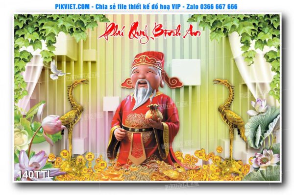 File PSD vector tranh tài lộc mẫu số 140TTL